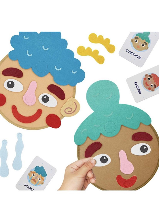 Felt emotion face puzzle for children to learn facial expressions and emotions through play