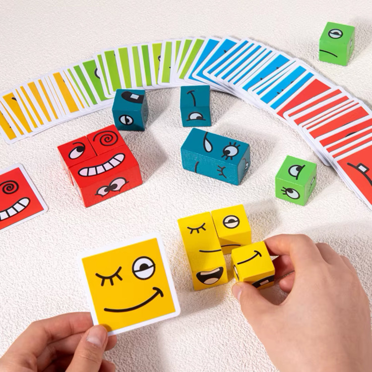 Emotion expression building blocks game for teaching facial expressions and emotional intelligence