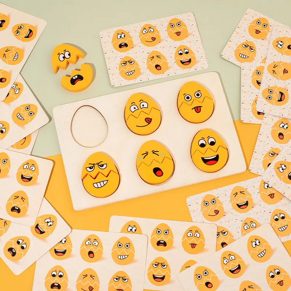 Emotion matching eggs puzzle helping children identify facial expressions and emotions